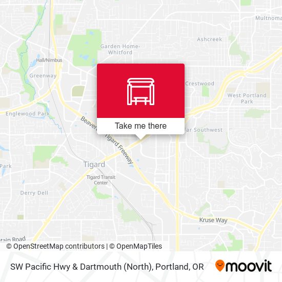 SW Pacific Hwy & Dartmouth (North) map