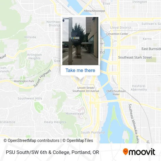Mapa de PSU South/SW 6th & College