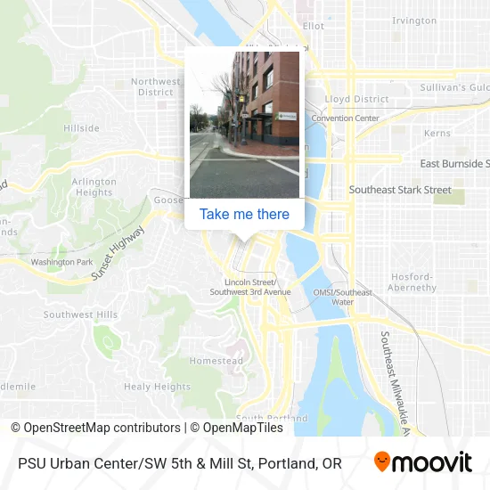 PSU Urban Center / SW 5th & Mill St map