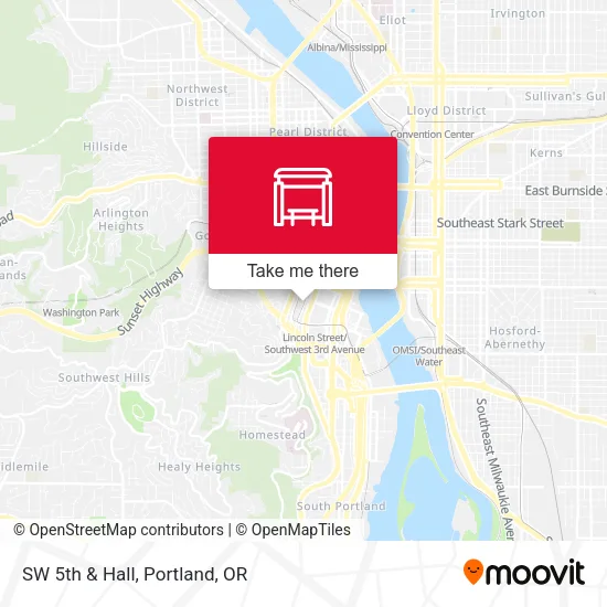 SW 5th & Hall map