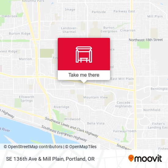 SE 136th Ave & Mill Plain SB map