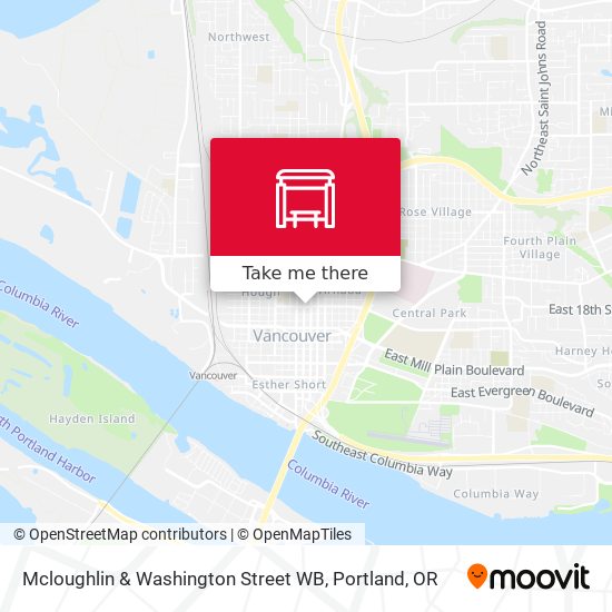 Mcloughlin & Washington Street WB map