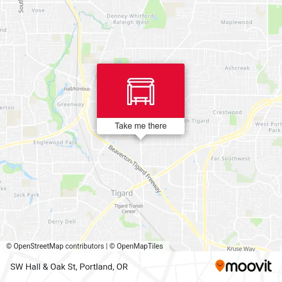 SW Hall & Oak St map