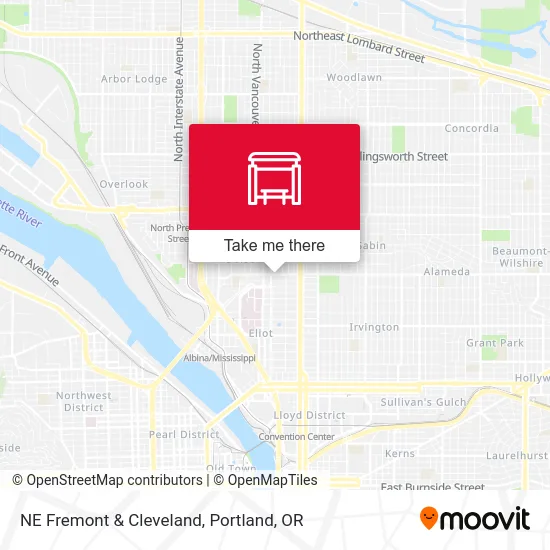 NE Fremont & Cleveland map