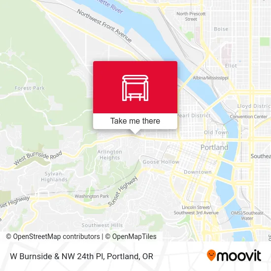 W Burnside & NW 24th Pl map