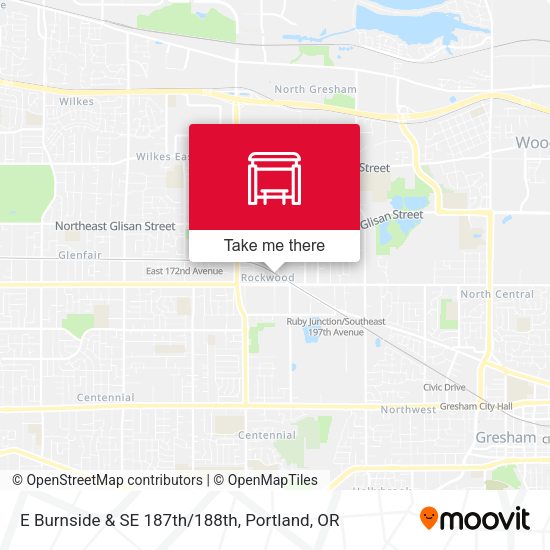 E Burnside & SE 187th/188th map