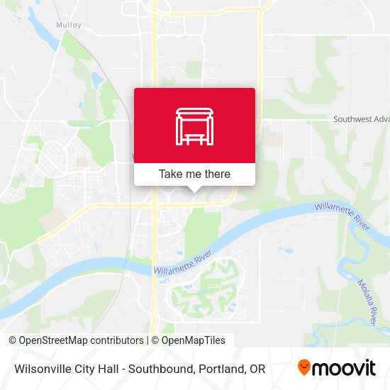 Wilsonville City Hall - Southbound map