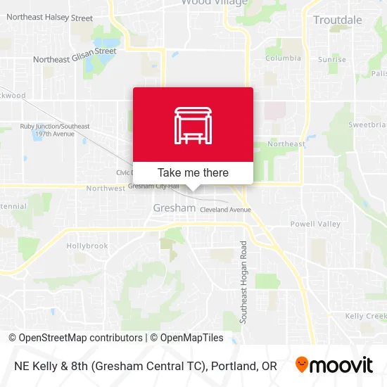NE Kelly & 8th (Gresham Central TC) map