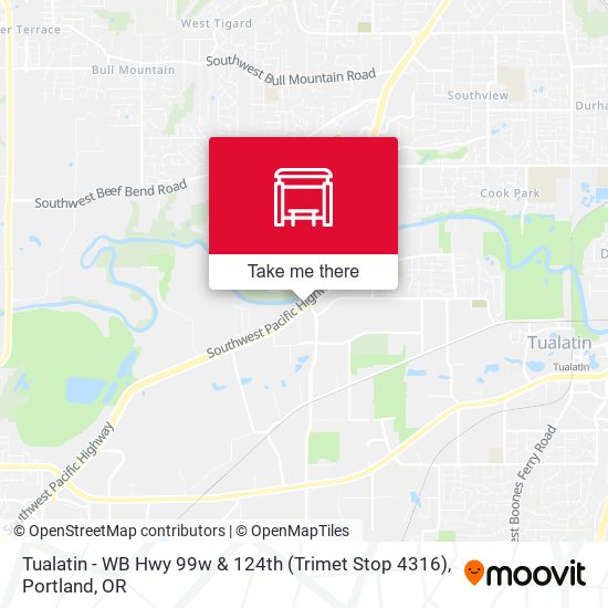 Tualatin - WB Hwy 99w & 124th (Trimet Stop 4316) map