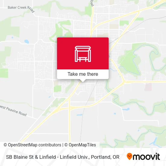 SB Blaine St & Linfield - Linfield Univ. map