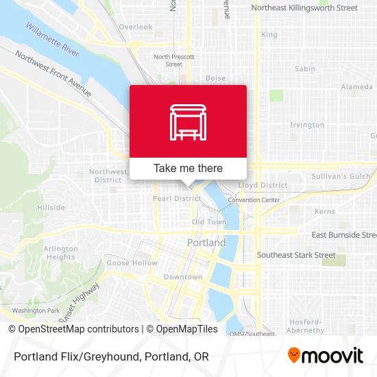 Portland Flix/Greyhound map