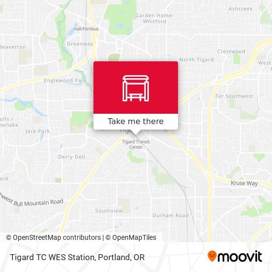 Tigard TC WES Station map