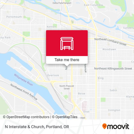 N Interstate & Church map