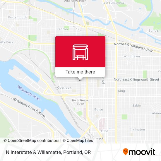 N Interstate & Willamette map