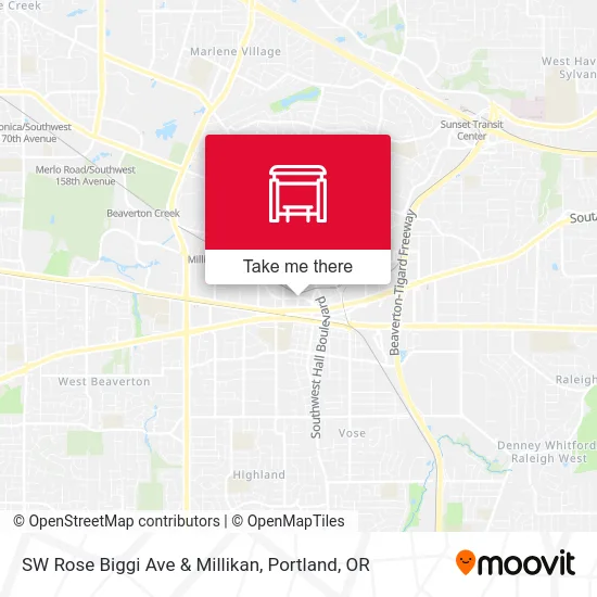 Mapa de SW Rose Biggi Ave & Millikan