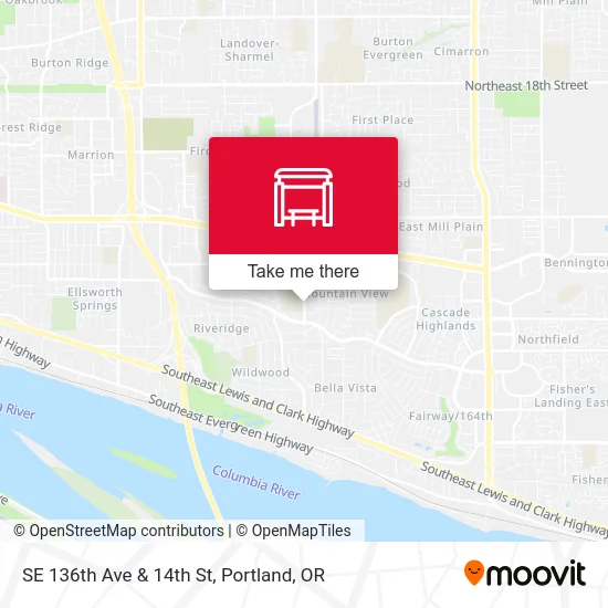 SE 136th Ave & 14th St map