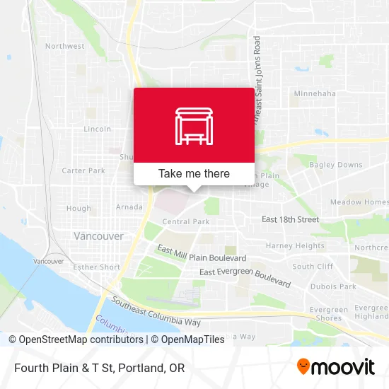Fourth Plain & T St map