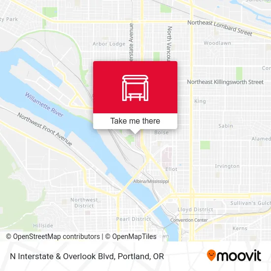 N Interstate & Overlook Blvd map