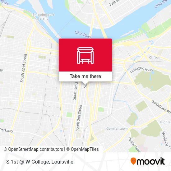 S 1st @ W College map