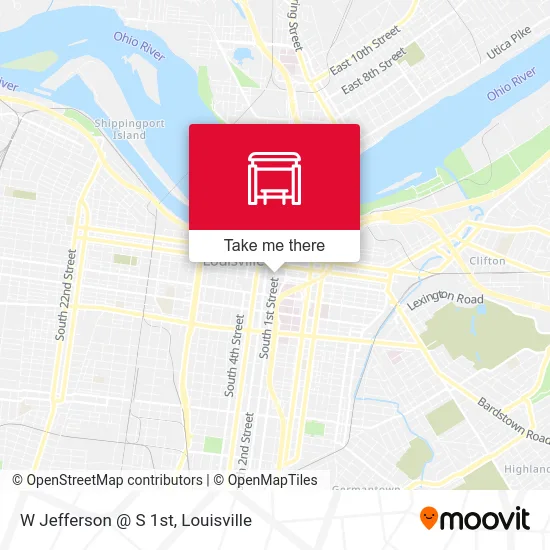 W Jefferson @ S 1st map