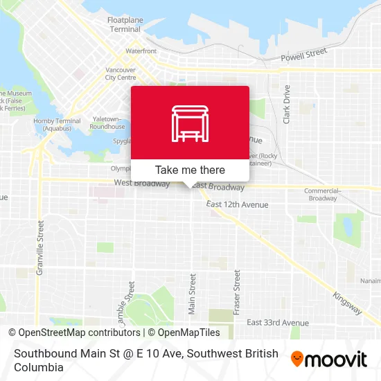 Southbound Main St @ E 10 Ave map