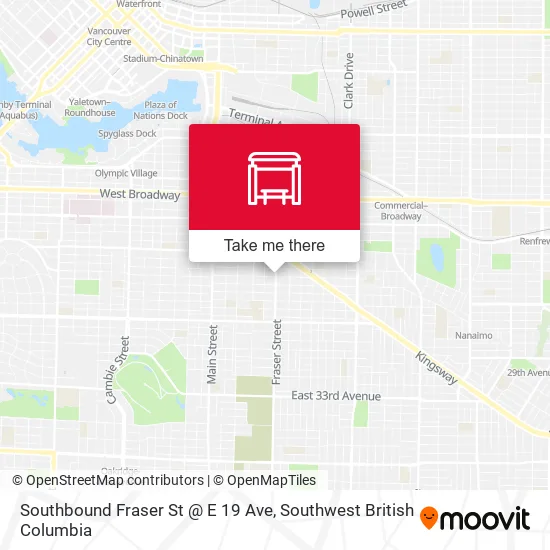 Southbound Fraser St @ E 19 Ave map