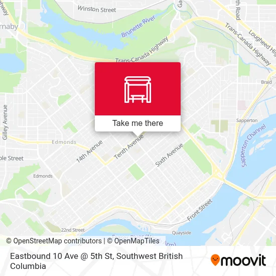 Eastbound 10 Ave @ 5th St map
