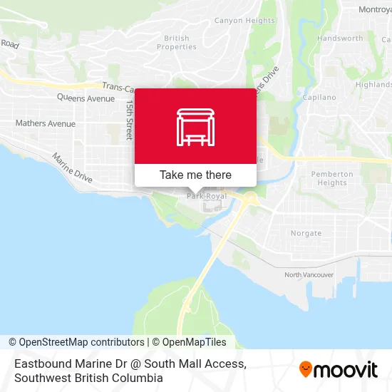 Eastbound Marine Dr @ South Mall Access map