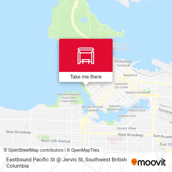 Eastbound Pacific St @ Jervis St map