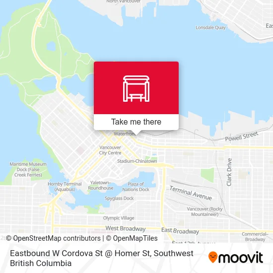 Eastbound W Cordova St @ Homer St map