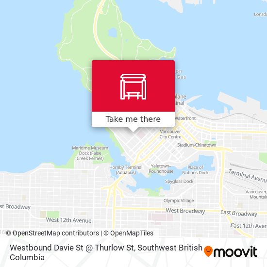 Westbound Davie St @ Thurlow St map