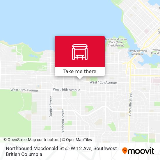 Northbound Macdonald St @ W 12 Ave map