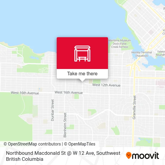 Northbound Macdonald St @ W 12 Ave map