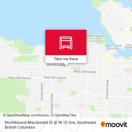 Northbound Macdonald St @ W 10 Ave map