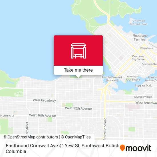 Eastbound Cornwall Ave @ Yew St map