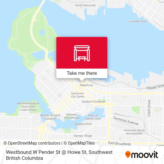 Westbound W Pender St @ Howe St map
