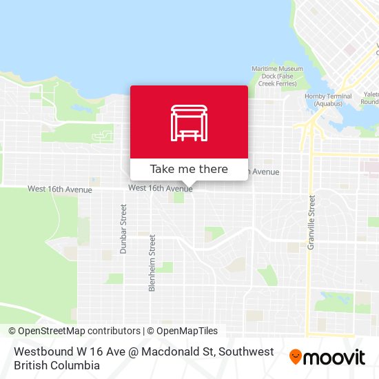 Westbound W 16 Ave @ Macdonald St map