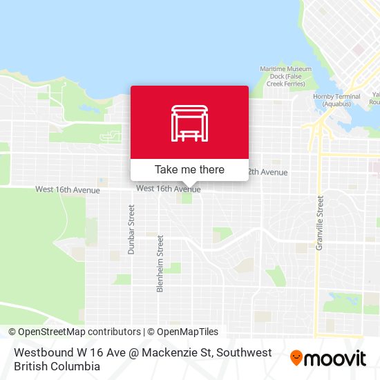 Westbound W 16 Ave @ Mackenzie St map