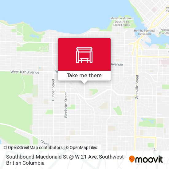 Southbound Macdonald St @ W 21 Ave map