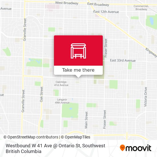 Westbound W 41 Ave @ Ontario St map
