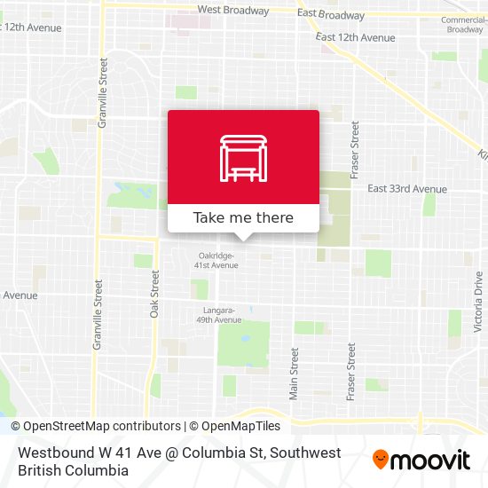 Westbound W 41 Ave @ Columbia St map