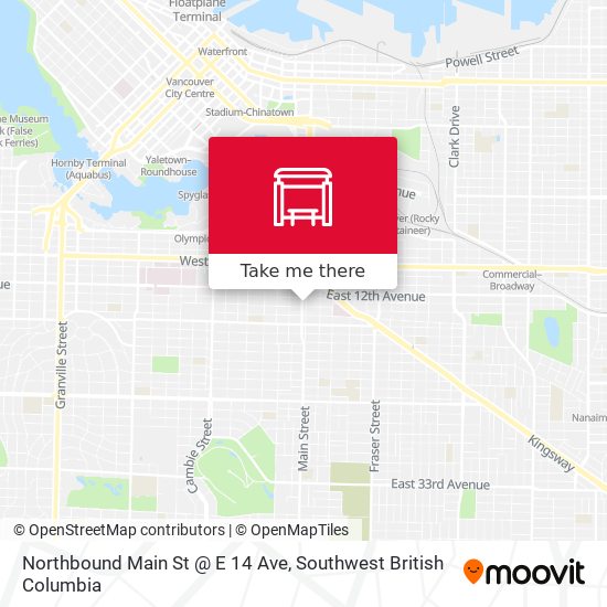 Northbound Main St @ E 14 Ave map