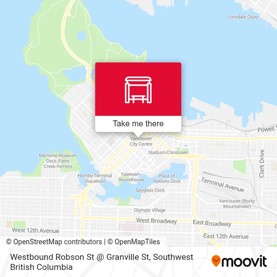 Westbound Robson St @ Granville St map