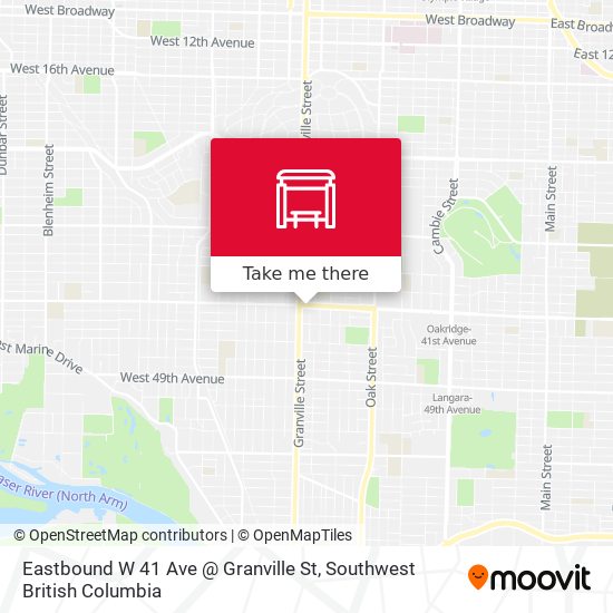 Eastbound W 41 Ave @ Granville St map