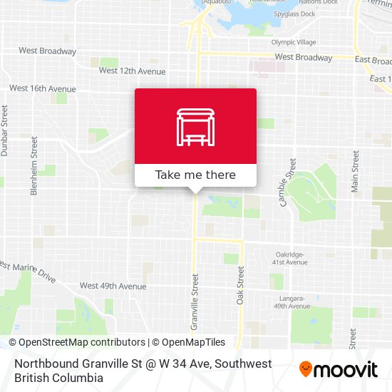 Northbound Granville St @ W 34 Ave map