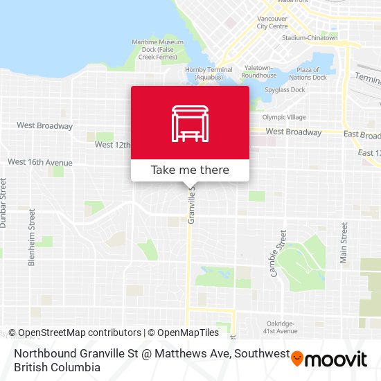 Northbound Granville St @ Matthews Ave map