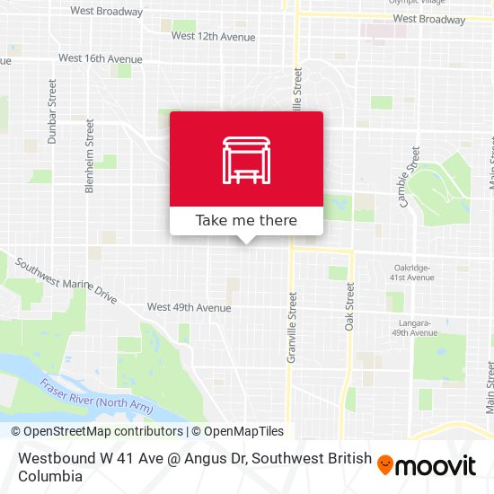 Westbound W 41 Ave @ Angus Dr map