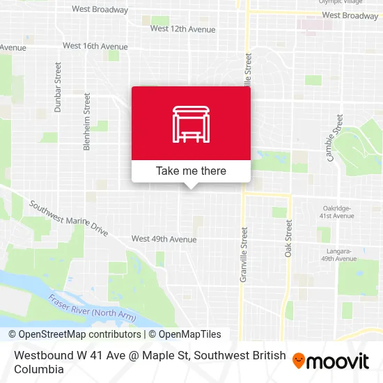 Westbound W 41 Ave @ Maple St map