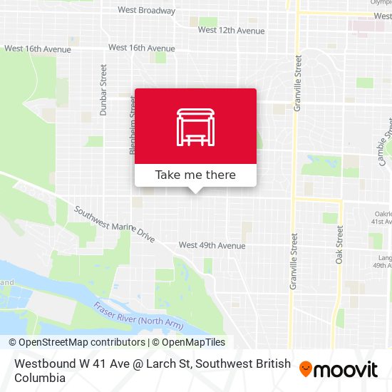Westbound W 41 Ave @ Larch St map