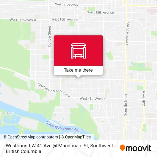 Westbound W 41 Ave @ Macdonald St map
